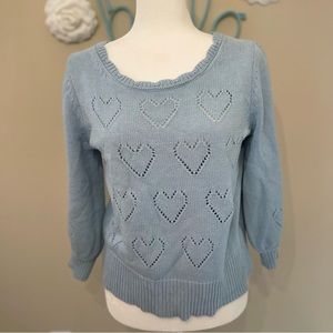 Anthropologie Blue Heart Sweater